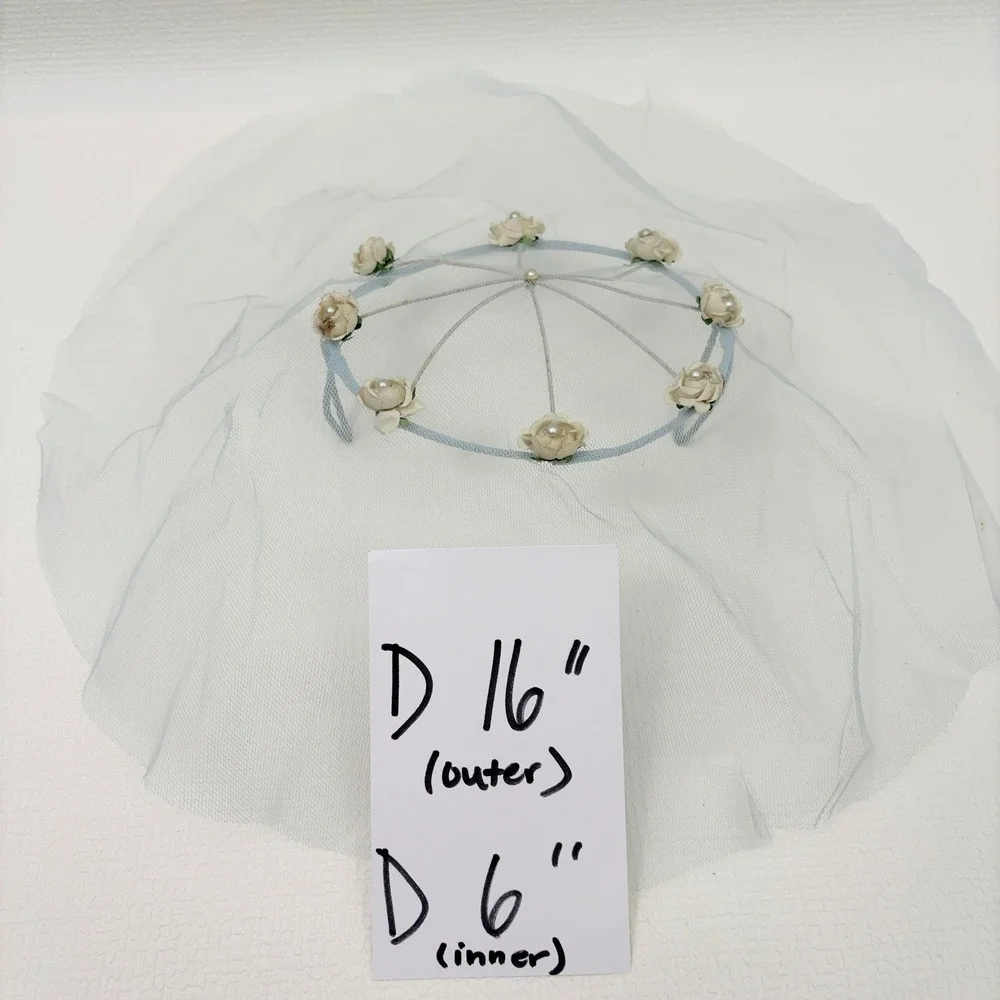 Vintage Birdcage Veil Floral Faux Pearl Wedding Headpiece Blue